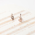 wholesale Sterling Silver S925 Women's Korean-style Hollow Out Micro Inlaid Asymmetric Guitar Note Sweet Earrings G7477-0-0