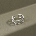 wholesale S925 Sterling Silver AR1075 Korean Style Fashionable Vintage Distressed Chain Thai Silver Open Ring-0-1
