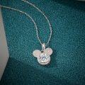 S925 Sterling Silver Mickey Mouse Full Moissanite Pendant Necklace-0-1