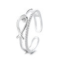 wholesale S925 Sterling Silver Fashionable Niche Polka Dot Double-Layer Hollow Small Fish Zircon Inlaid Design Trendy Open Ring-0-6
