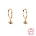 wholesale S925 Sterling Silver trendy retro blue evil eye ear cuff stud earrings, popular in Europe and America-0-5