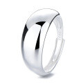 wholesale S925 Sterling Silver European and American Minimalist Geometric Mirror Polished Brushed Plain Ring Single Ring Versatile Open Adjustable Ring-0-4