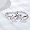 wholesale S925 silver plated with 18k gold classic 1-carat 2-carat six-prong moissanite ring-0-5