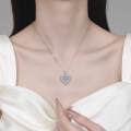 S925 Silver Moissanite Necklace with Heart Pendant, Sweet and Elegant for Daily Wear-0-2
