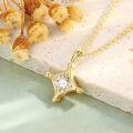 S925 Sterling Silver Round Moissanite Star Pendant Necklace, Fashion Minimalist Unisex Jewelry-0-2