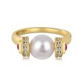 wholesale 925 Sterling Silver Cross-Border Ring for Women, New Chinese Style 8MM Pearl Ring, Elegant and Sophisticated Light Luxury Exquisite Silver Jewelry for Women-0-5