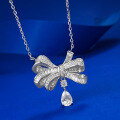 wholesale S925 Sterling Silver European and American New Style Bow Pendant Necklace for Women, Light Luxury Daily Fashion Wholesale-0-1