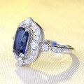 wholesale S925 Silver, Zhuo Zhifan New 6*9mm Simulated Blue Diamond Ring, Luxurious and Stylish European and American Hot-Selling Design-0-2