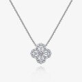 wholesale 25*4 Waterdrop 02ct Four-Leaf Clover Pendant Necklace with Full Diamond Accents, Dainty and Fresh Style for Women, Metal Material-0-5