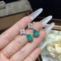 Metal Earrings and Necklace Set, Light Luxury Style, Paraiba Color Drop Design-0-5