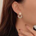 wholesale S925 Silver Plated Rhombus Drop Glaze Stud Earrings, Women's Korean Spring and Summer New Fashion Unique Minimalist Elegant Earrings-0-3