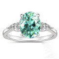 wholesale S925 Sterling Silver Cross-Border Wholesale 3-Carat Oval Moissanite Ring for Women, European and American Oval Ring Silver Jewelry Light Luxury-0-10