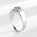 wholesale S925 Sterling Silver Zircon-Inlaid Smooth Surface Wide Square Men's Ring Fashionable Minimalist Textured Minimalist Style Ring-0-2