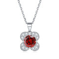 wholesale 925 Silver Purely Silver Flower Shape Colorful Gemstone Cubic Zirconia Pendant Collarbone Chain Ins Four-Leaf Clover Necklace for Women Small Batch Wholesale-0-5