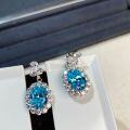 wholesale S925 Sterling Silver Amazon Best-selling Women's Aquamarine Earrings Full Diamond European and American Live Streaming Earrings Direct from Manufacturer-0-2