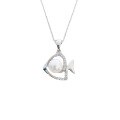 wholesale Sterling Silver New Korean Style Fashion Personalized Small Fish Pearl Pendant Minimalist Collarbone Chain-0-4