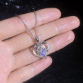 S925 Sterling Silver Moissanite Rose Heart Pendant Necklace-0-1