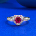 wholesale S925 Silver New Style 5*5mm Pigeon Blood Red Heart Full Diamond Ring with Berry Sweetness, Playful and Cute Design-0-5