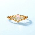 wholesale S925 Sterling Silver Gold-Plated Japanese Light Luxury Opal Ring with Vintage Lace Court Style for Women, Wholesale from Manufacturer-0-4