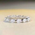 wholesale S925 Sterling Silver Cross-Border Hit European and American Fashion Women's Single-Row Waterdrop Full Diamond Pear-Shaped Diamond Ring Jewelry Wholesale-0-3