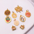 wholesale S925 silver gold-plated DIY semi-finished accessories for necklace bracelet, Ruyi Zhaji Aladdin enamel oil-drop pendant-0-0