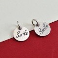 wholesale 925 Sterling Silver Smile Letter English Round DIY Bracelet Necklace Keychain Accessories Handmade Jewelry Gift-0-5