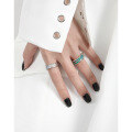 wholesale S925 Sterling Silver 1809 Niche Design Irregular Textured Luxury Blue-Green Drip Glaze Ring for Women-0-3