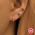 wholesale S925 Sterling Silver Fashion Floral Teardrop Crystal Turquoise C-Shaped Earring Set, Hot Selling-0-3