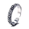 wholesale Metal Material: 925 Sterling Silver Chao Xiaobai ancient style auspicious clouds Lingxiao ring for men, fashionable open ring with embossed auspicious clouds and antique finish, index finger ring-0-5