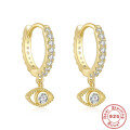 wholesale S925 Sterling Silver Classic Evil Eye Dangle Earrings with Crystal Accents-0-5