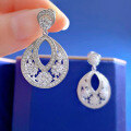 wholesale 925 Sterling Silver New Geometric Water Drop Earrings Hollow Out-0-2
