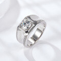 wholesale 18K White Gold Plated Silver 1 Carat Moissanite Diamond Ring Men's Wedding Band Couple's Real Diamond-0-2