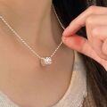 wholesale S925 Sterling Silver Lucky Bead Necklace for Women, Small and Minimalist, Casual and Understated Style, Choker Collarbone Chain, Korean New Edition-0-0