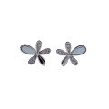 wholesale S925 Sterling Silver Korean-style Summer Daisy Shell Diamond-inlaid Floral Earrings for Women, Fashionable and Freshwater Mother-of-Pearl Ear Accessories-0-4
