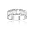 wholesale S925 Sterling Silver Zirconia Inlaid Wedding Ring, Unisex Cross-Border European and American Style Wide Band Rectangular Fancy-Shaped Imitation Diamond Ring-0-2