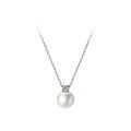 wholesale 925 Sterling Silver Four-Prong Diamond Accented Synthetic Pearl Necklace, New Korean Style Versatile Choker Gift D8836-0-4