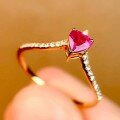 wholesale S925 Sterling Silver Red Elk Love Row Diamond Ring for Women, French Style Stackable Dainty and Exquisite Elegant Advanced Sense Band-0-1