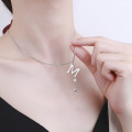 wholesale S925 Sterling Silver M Letter Fringe Ins Versatile Fashion Women's Sweater Necklace-0-2