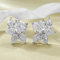 wholesale 925 Silver Jewelry Bezel-Set Fancy Color Diamond Pink Diamond 8*8 Heart Stud Earrings Light Luxury Elegant Earrings for Women-E273 White Diamond &gt;925 Silver