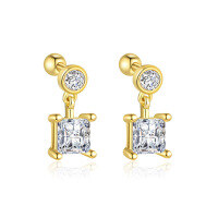 wholesale S925 Sterling Silver Cross-border Zircon Star Moon Flower Geometric Ear Bone Stud-E4645-Gold/Pair 925 Silver