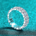 S925 Sterling Silver Full Moissanite Women's Rectangular Rule-Set Ring-0-1