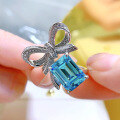 wholesale S925 Silver New Jewelry Exquisite 9*12 Aquamarine High-Carbon Diamond Butterfly Ring for Cross-Border-0-3