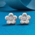 wholesale S925 Gold-Plated Silver Vintage Chinese Style Filigree Diamond Gold Flower Earrings-0-0