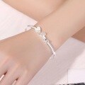 wholesale Metal Material: 925 Silver Love Heart Open Bangle for Women, Trendy Light Luxury Sweet Niche Design Minimalist Bracelet, Douyin Same Style-0-1