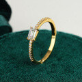 18K Gold Plated S925 Silver Moissanite Rectangle Heart Ring-0-1