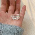 wholesale S925 Sterling Silver Irregular Wrapped Ring for Women, Minimalist and Versatile Small Design Stacking Band-0-1