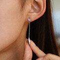 925 Silver Cross-Border Single-Row Moissanite Ear Climber Fringe Ear Studs-0-0