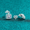 S925 Sterling Silver Moissanite Rectangular Earrings for Women, Elegant and Versatile-0-1
