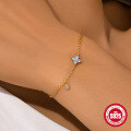 wholesale S925 Sterling Silver Blue Opal Lucky Four-Leaf Clover Bracelet,。-0-2