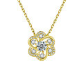 S925 Sterling Silver Moissanite Lace-Trimmed Hollow Pendant Fully-Set Floral Collarbone Necklace-0-5